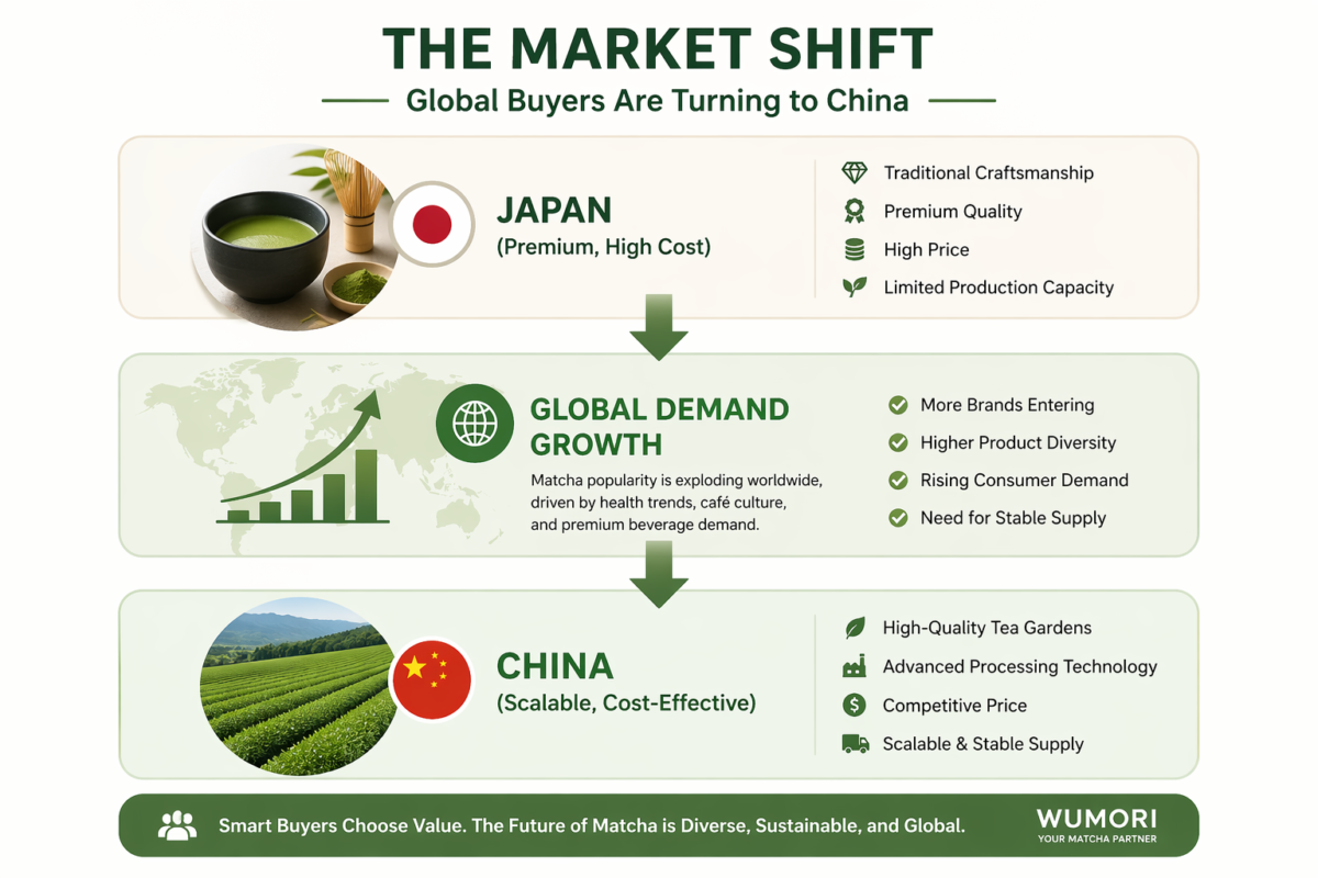 China vs Japan Matcha: What Buyers Need to Know 2 global matcha buyers shifting sourcing from japan to china