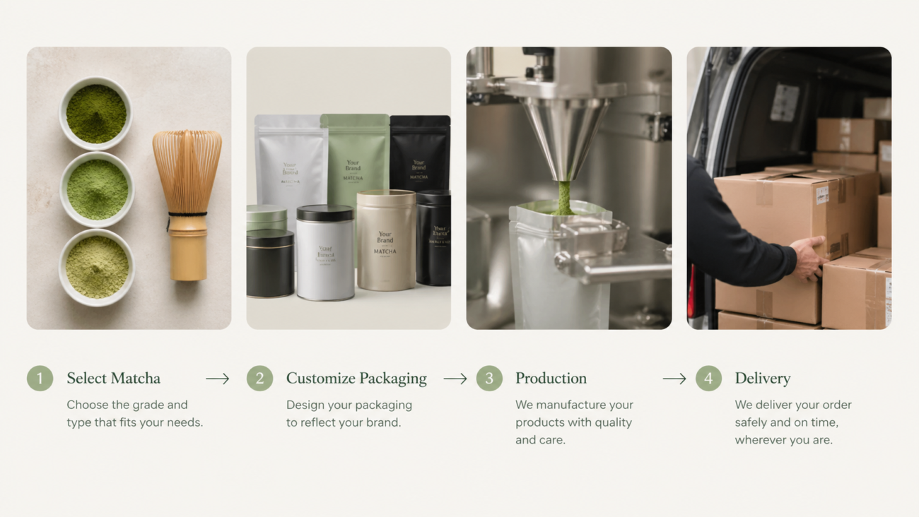 Private Label 6 matcha formula matching packaging production product line